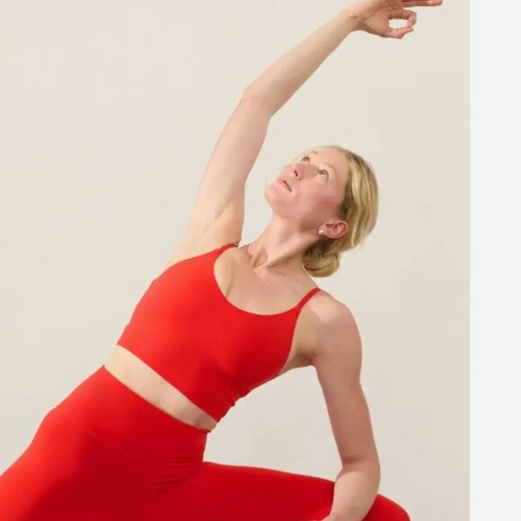 Athleta Elation Cardinal Red Longline Sports Bra Tank A-C Size Small - Picture 2 of 7